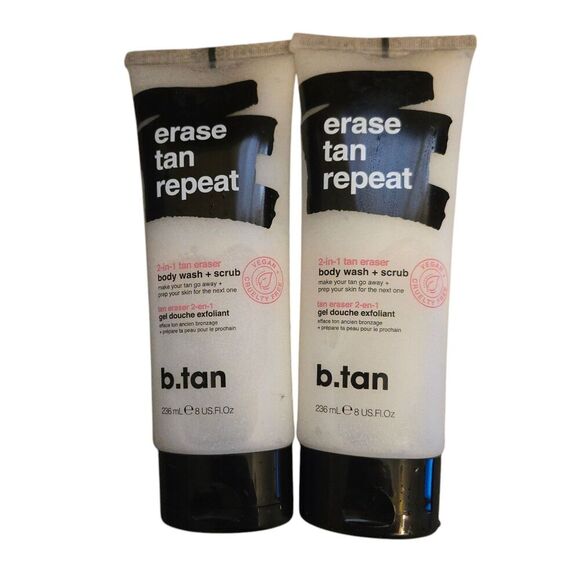 Lot of 2 B.Tan Erase Tan Repeat 2-in-1 Body Wash + Scrub 8.0 oz - Picture 1 of 2